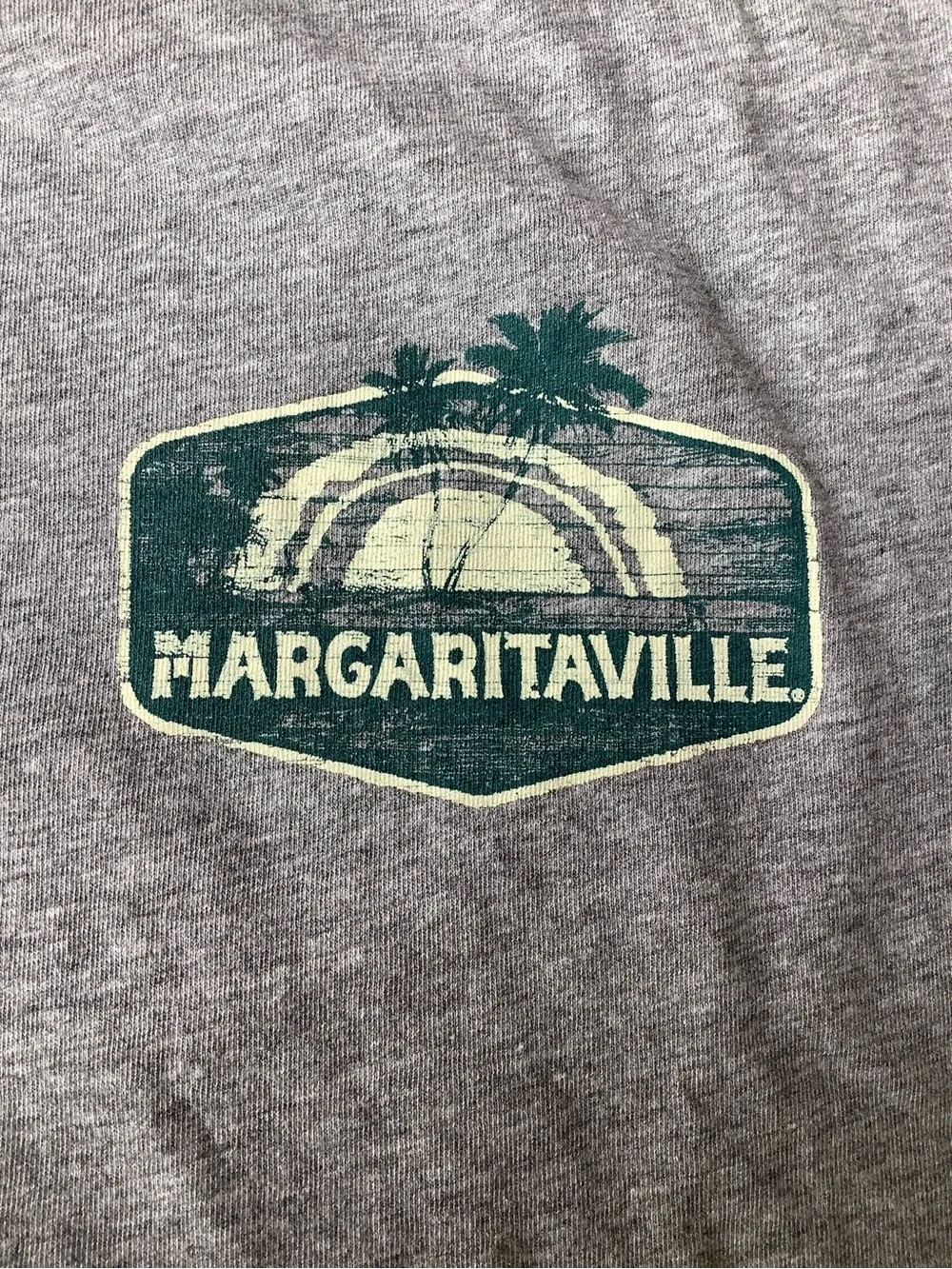 Margaritaville Heather Gray Short Sleeve Crew Tee with Green Chest Logo